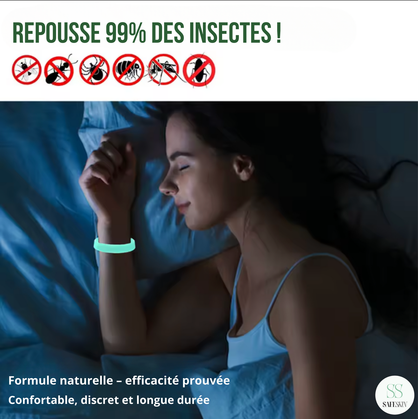 Bracelet Anti-Moustiques Répulsif – Étanche, Sans Parfum, Confortable pour Adultes et Enfants